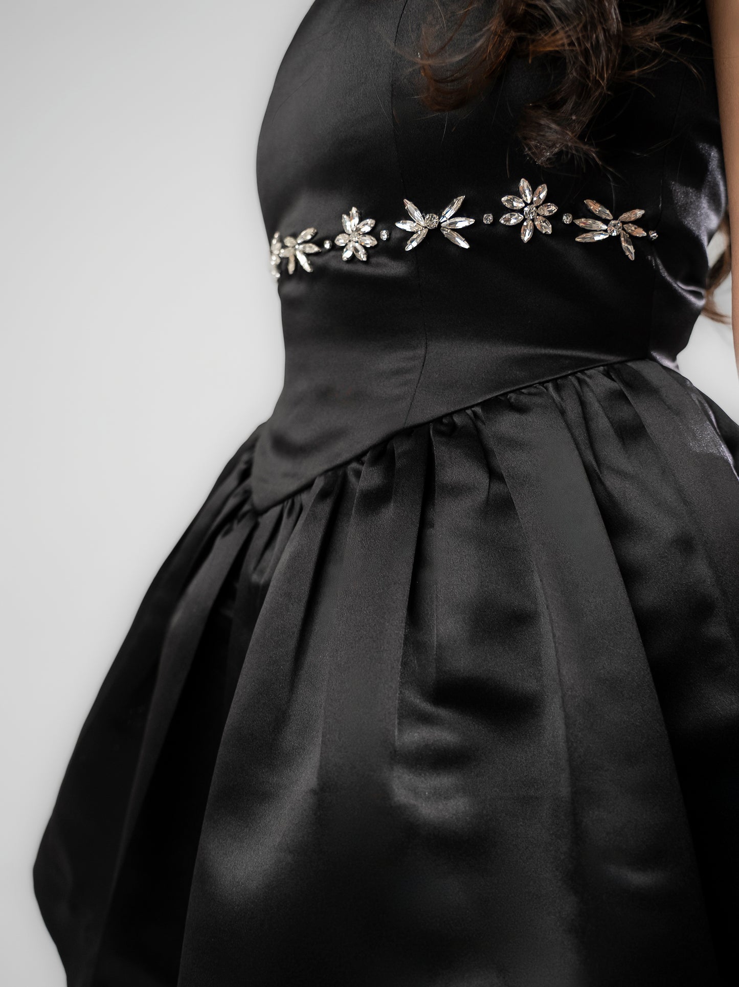 Jolie - Drop waist mini dress with stone detailing