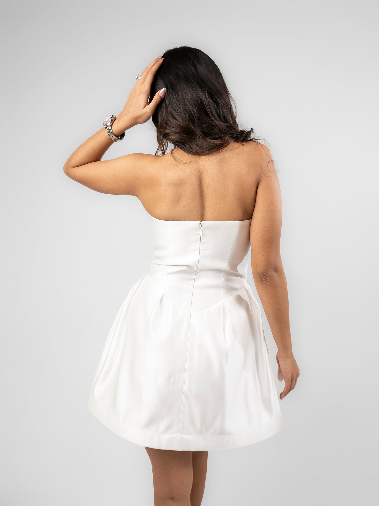 Azure mini dress with red stone detailing