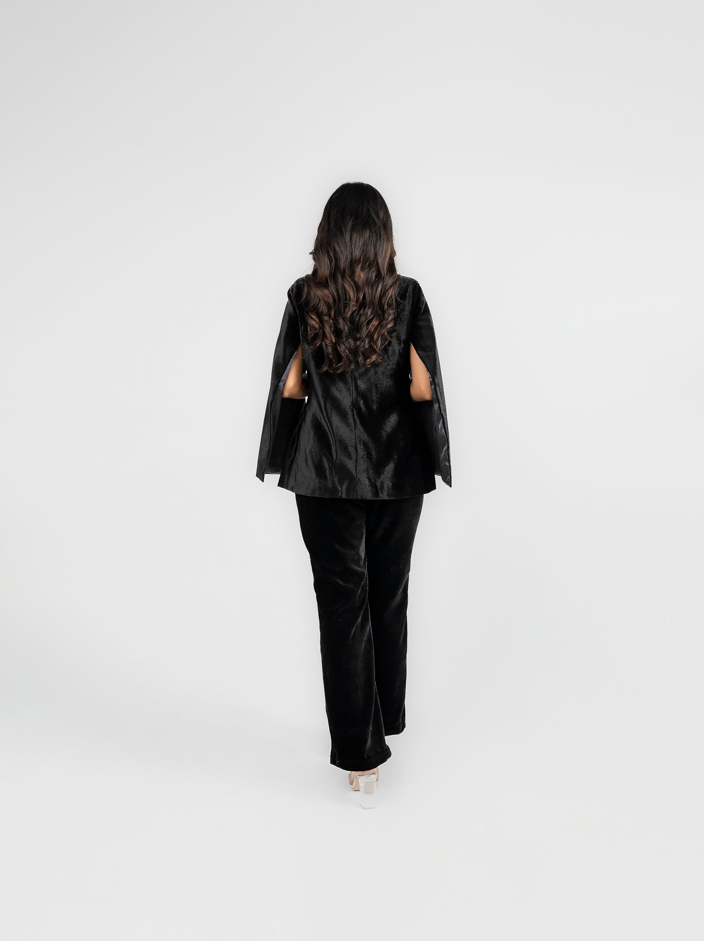 Baronne - Black velvet 3d embroidery jacket pant