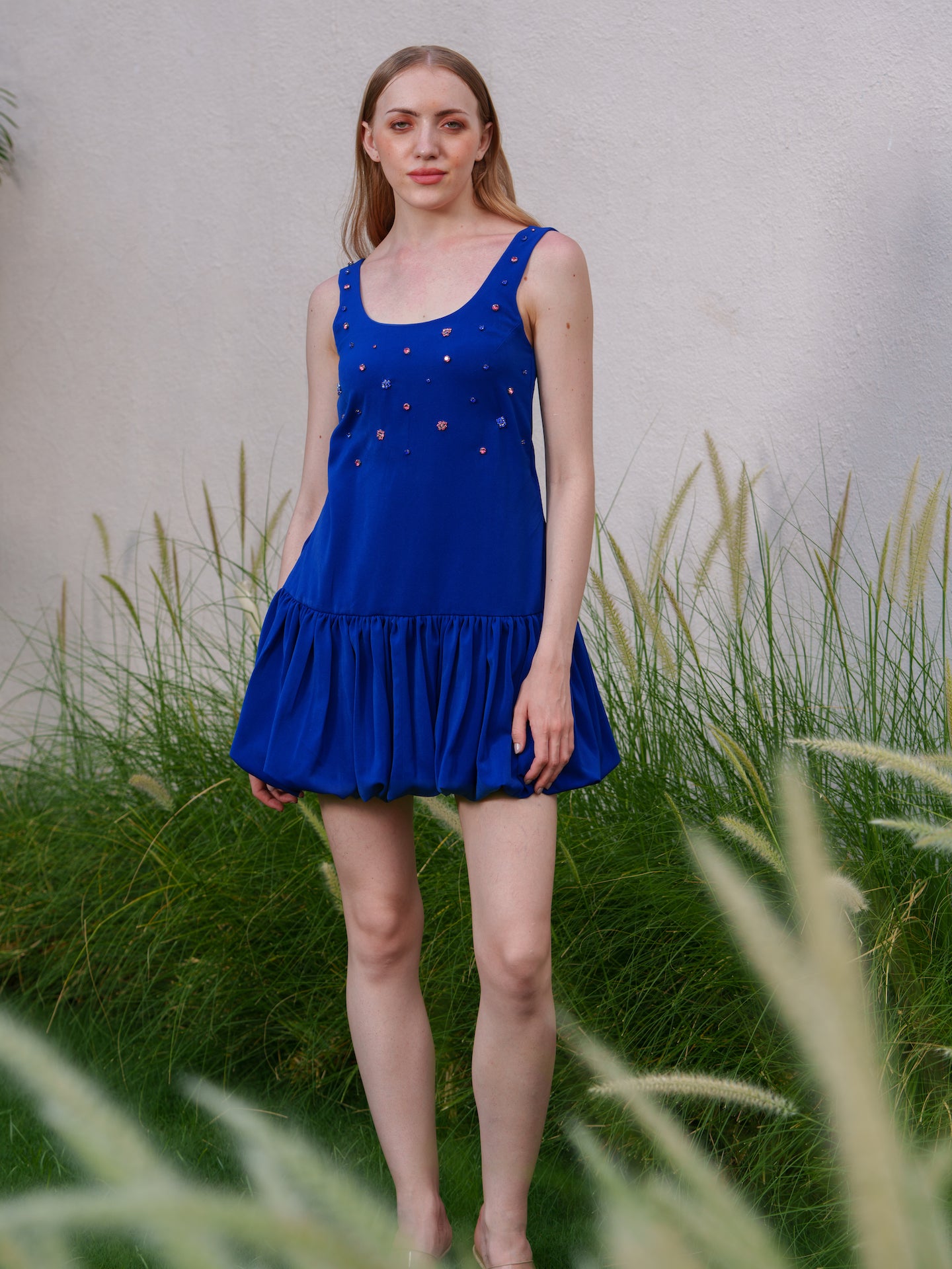 Lydia - Short Drop-Waist Dress XXL / Electric Blue Lydia - Short Drop-Waist Dress XXL / Electric Blue