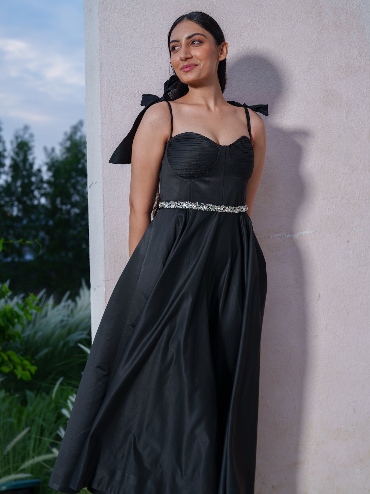 Evanka - Corset dress with crystal embellished waist belt Evanka - Corset dress with crystal embellished waist belt