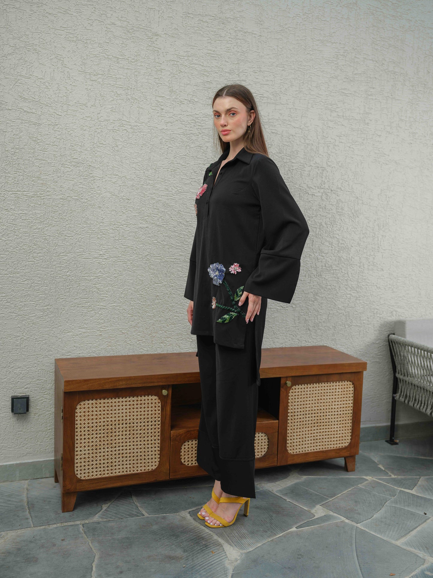 KYLIE – A co-ord tunic with an up-and-down style top featuring 3D embroidery