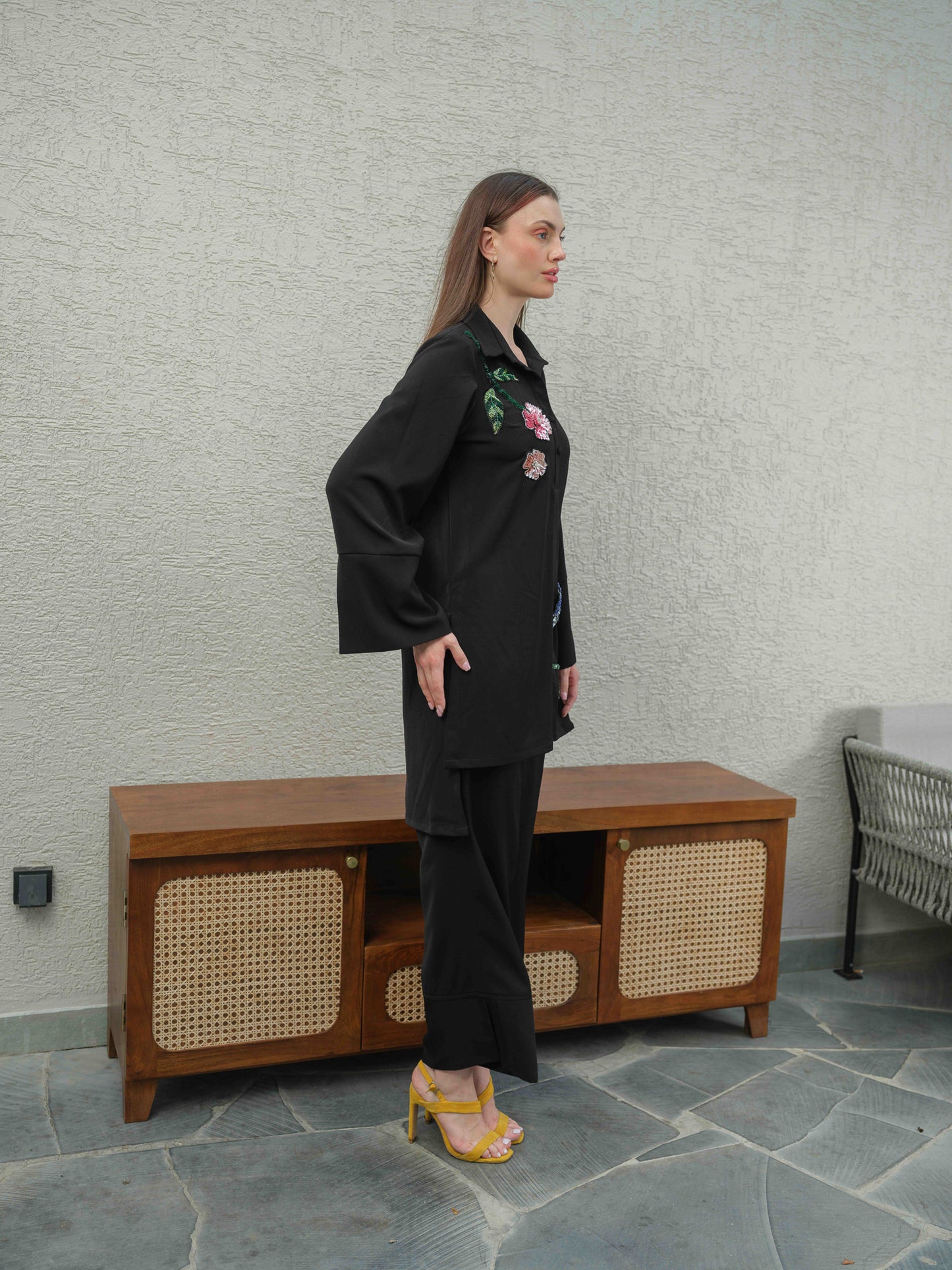 KYLIE – A co-ord tunic with an up-and-down style top featuring 3D embroidery