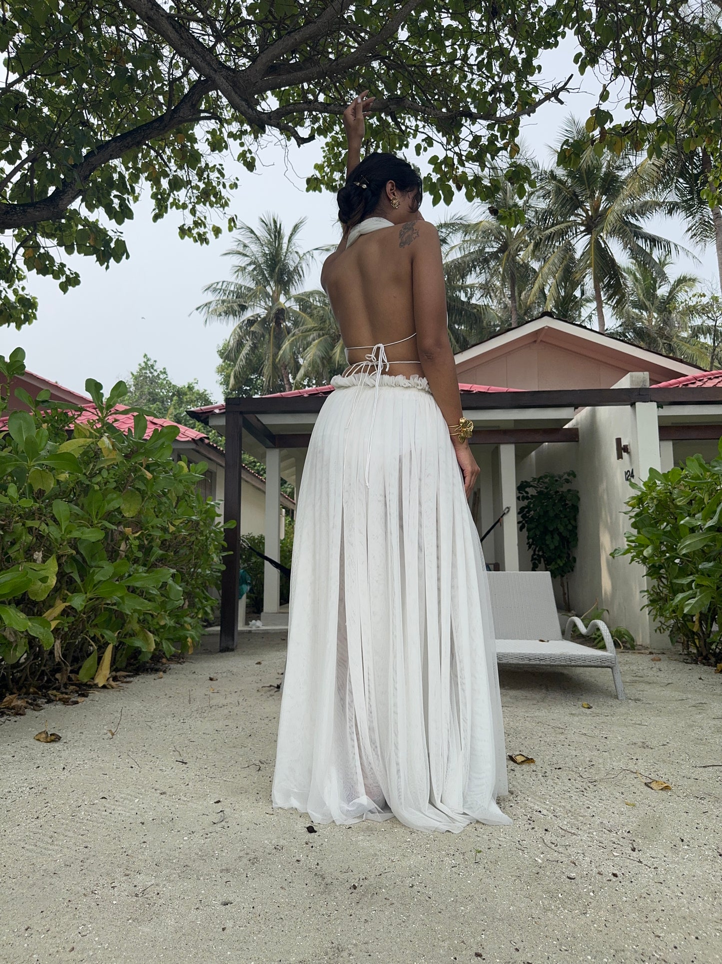 Moonlit - co-ord set with halterneck top and layered skirt