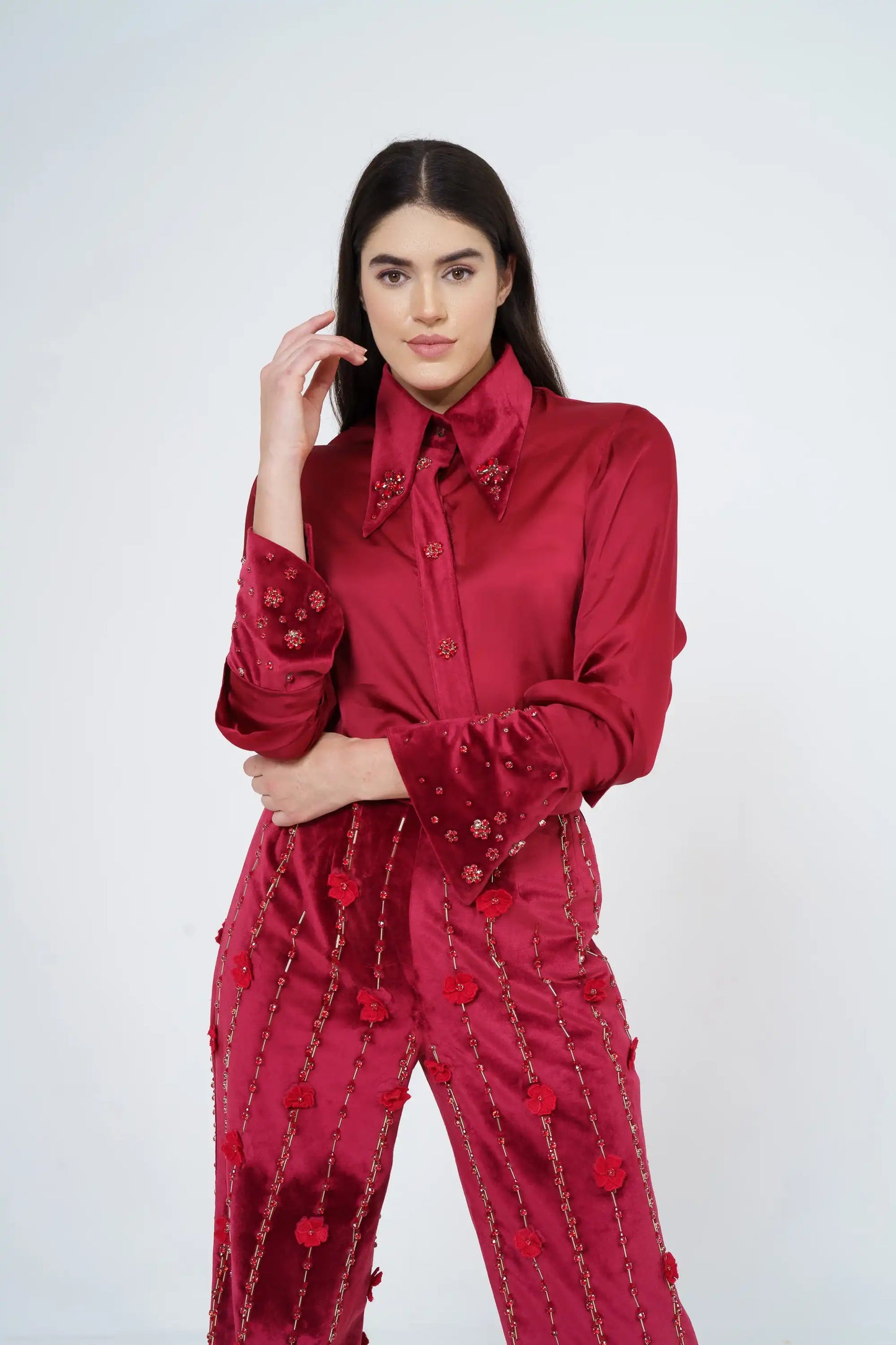 Stacey - Co-Ord set with Floral embellishment