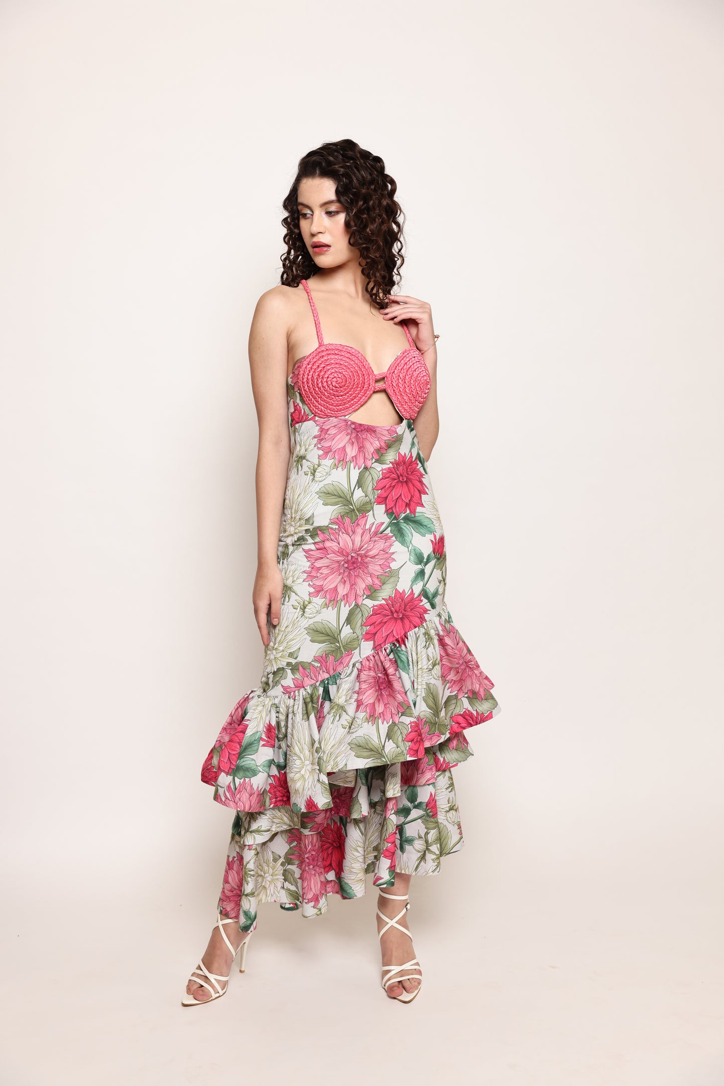 Sofia - Ruffled dress with braided bustier