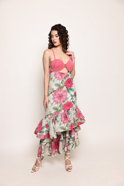 Sofia - Ruffled dress with braided bustier