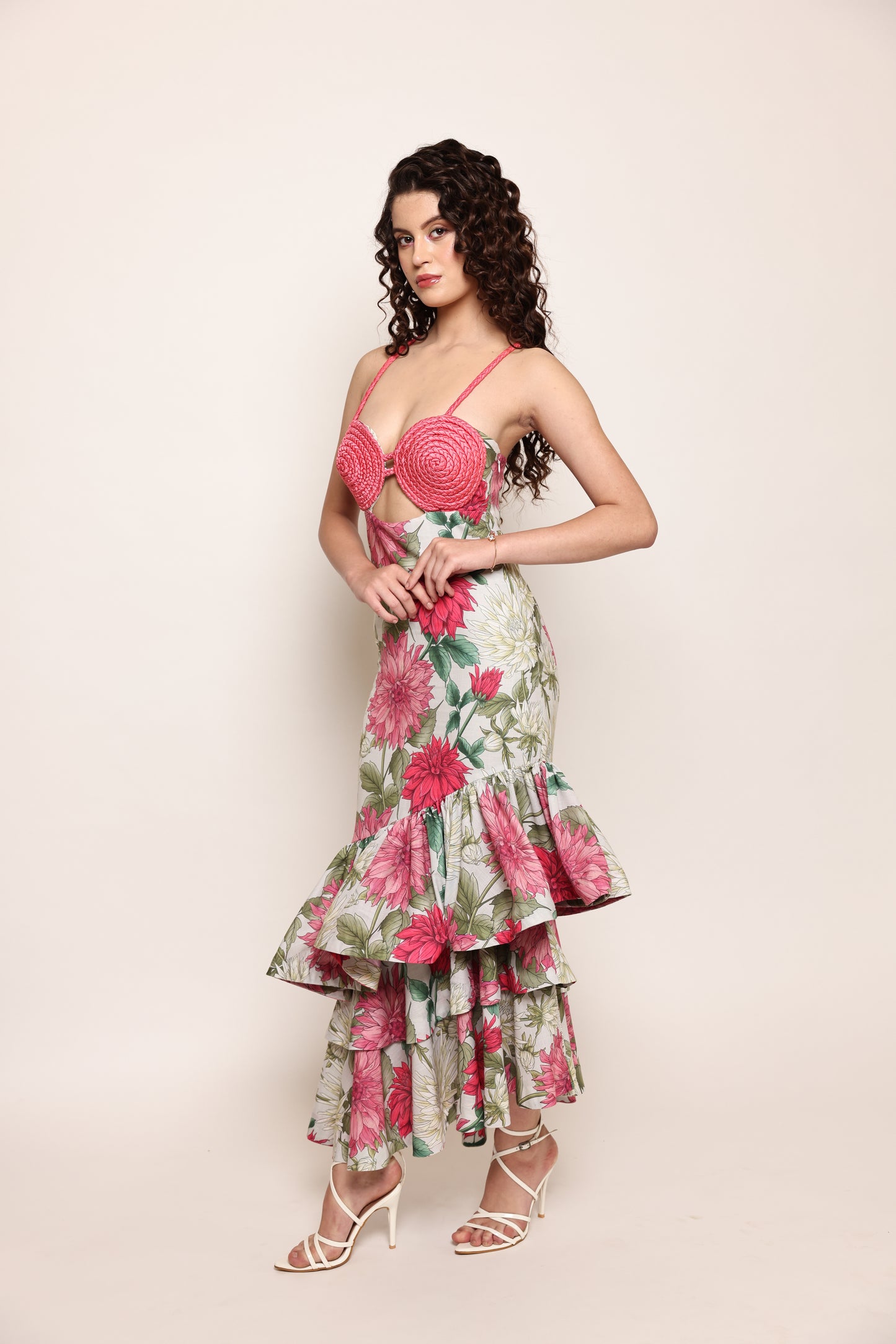Sofia - Ruffled dress with braided bustier