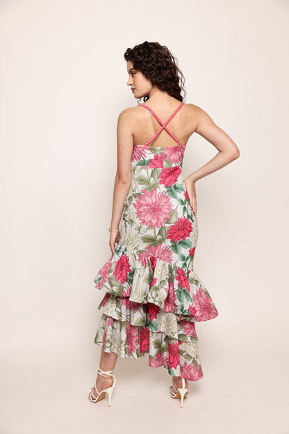 Sofia - Ruffled dress with braided bustier