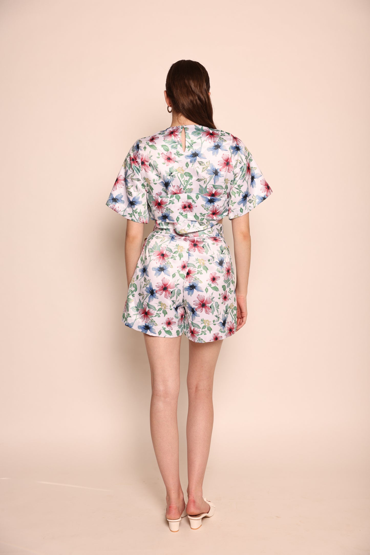 Milos - Co-ord Set Tie-up top and shorts with button and bow detailing