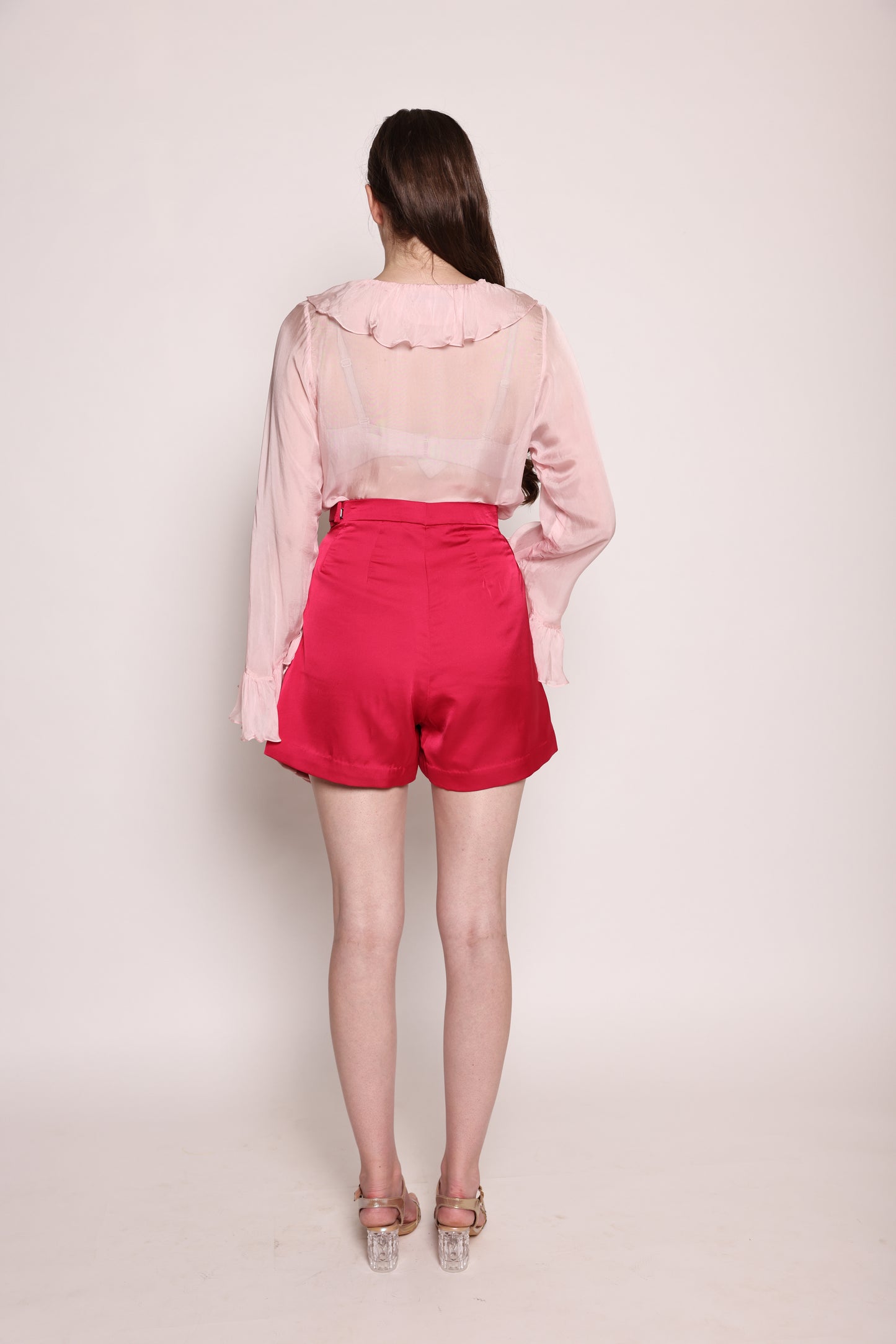 Camille - Co-ord set with Ruffle shirt and pink short