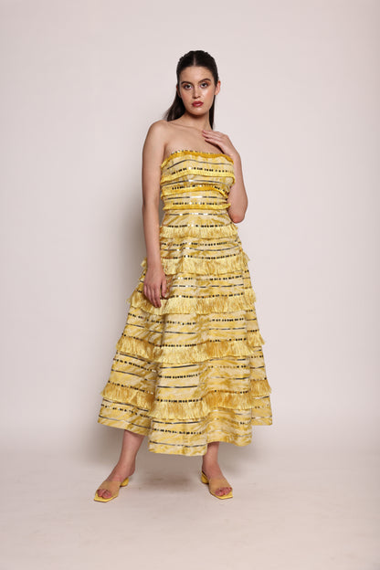 Amara - Strapless Tea-length dress