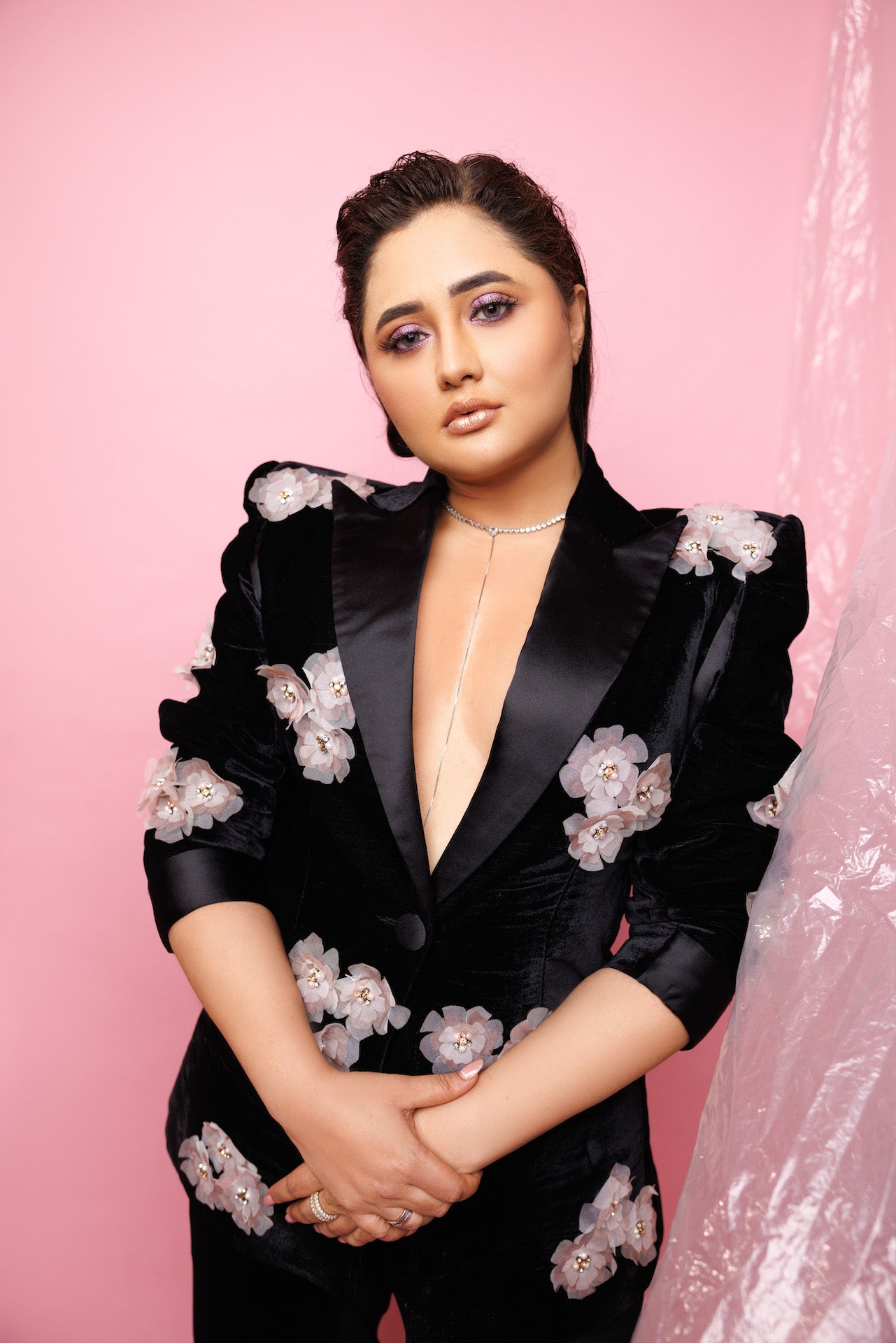 Rashmi Desai in velvet blazer set