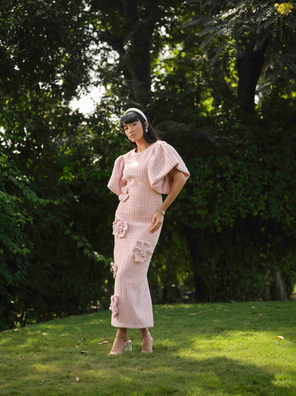 AURELIA- A Long dress with flower detailing.