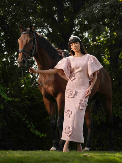 AURELIA- A Long dress with flower detailing.