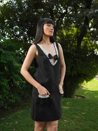 EVANIA - Aline dress with bow  detailing on neck