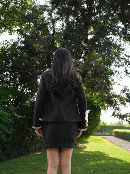 OPHELIA - Black Short jacket  paired it with pencil fit skirt .