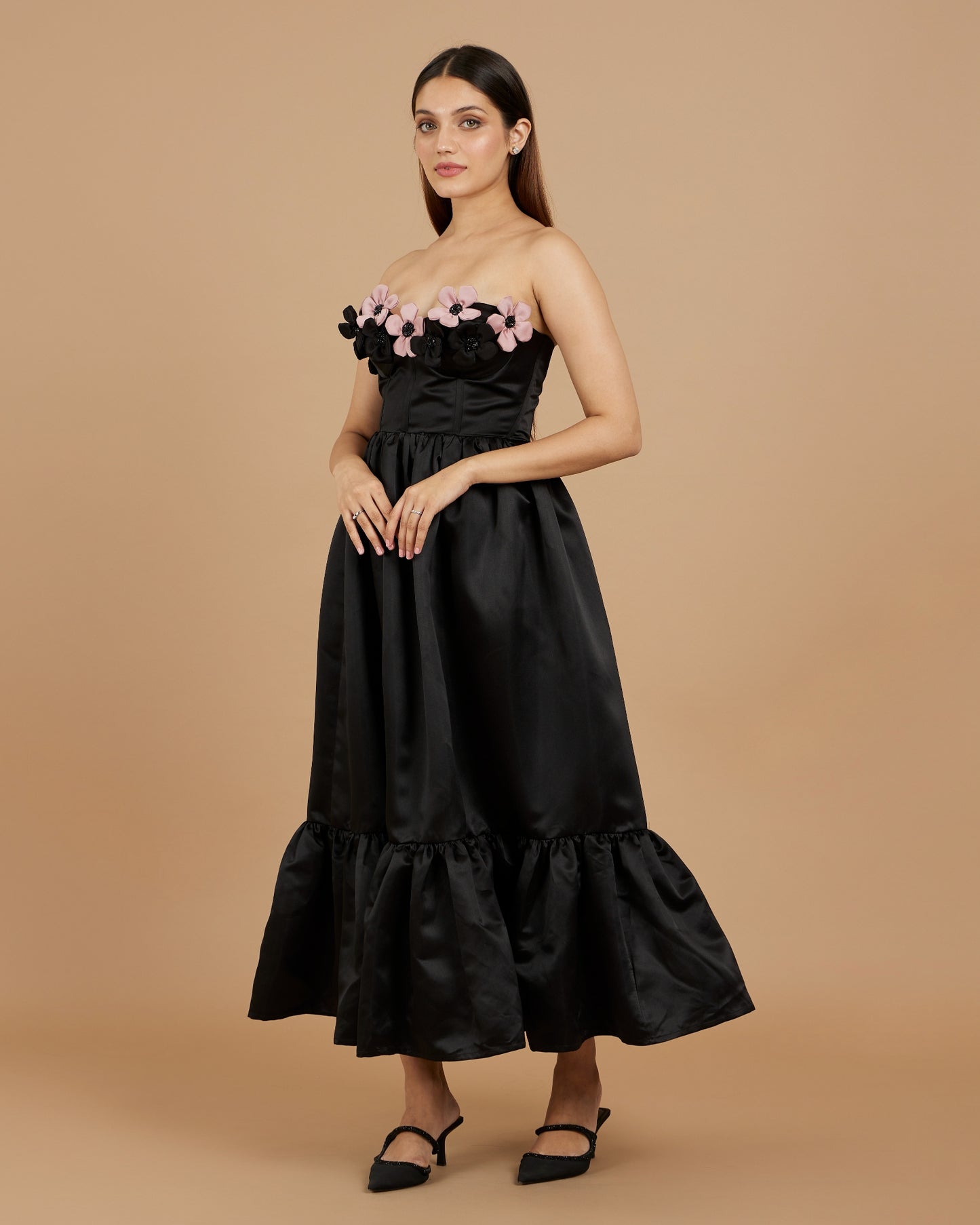 Clara - Strapless flower dress