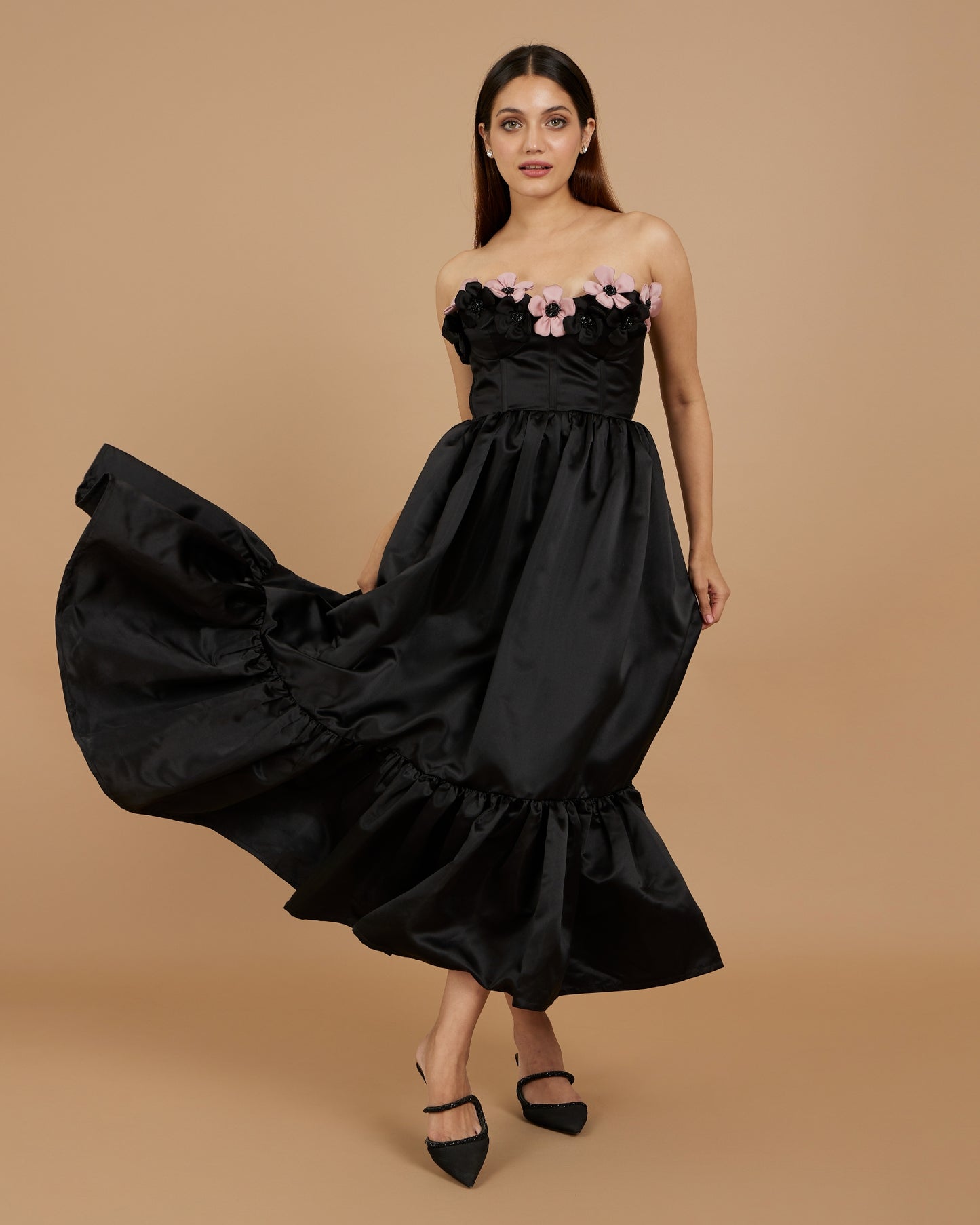 Clara - Strapless flower dress