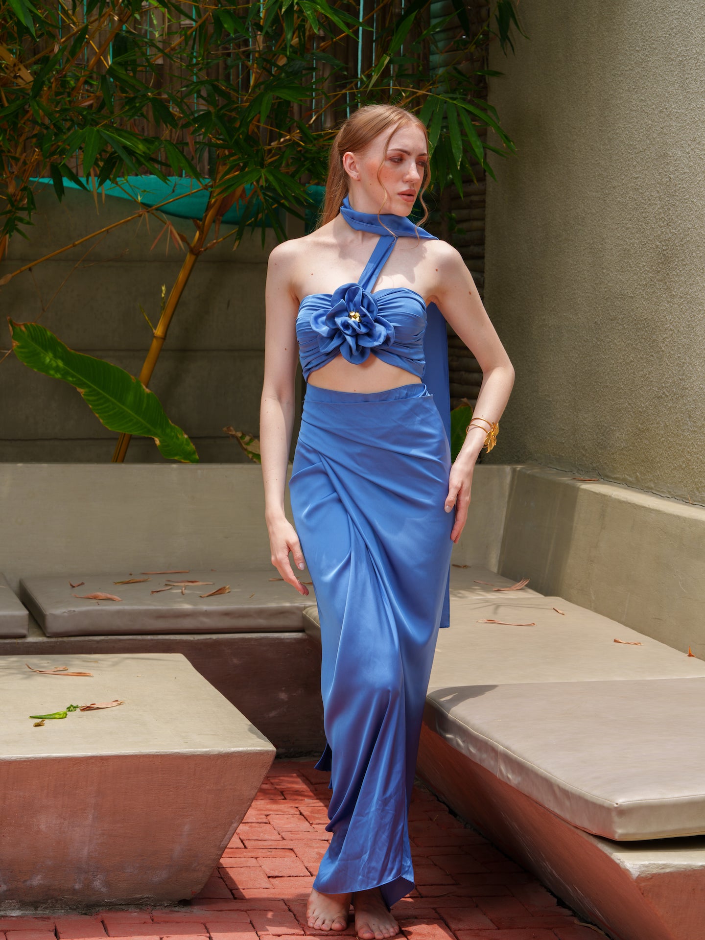 Gloria Co-ord set with flower detailed tube and wrap skirt