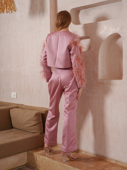 Florence Co-ord set - Jacket with feather detailing and pant