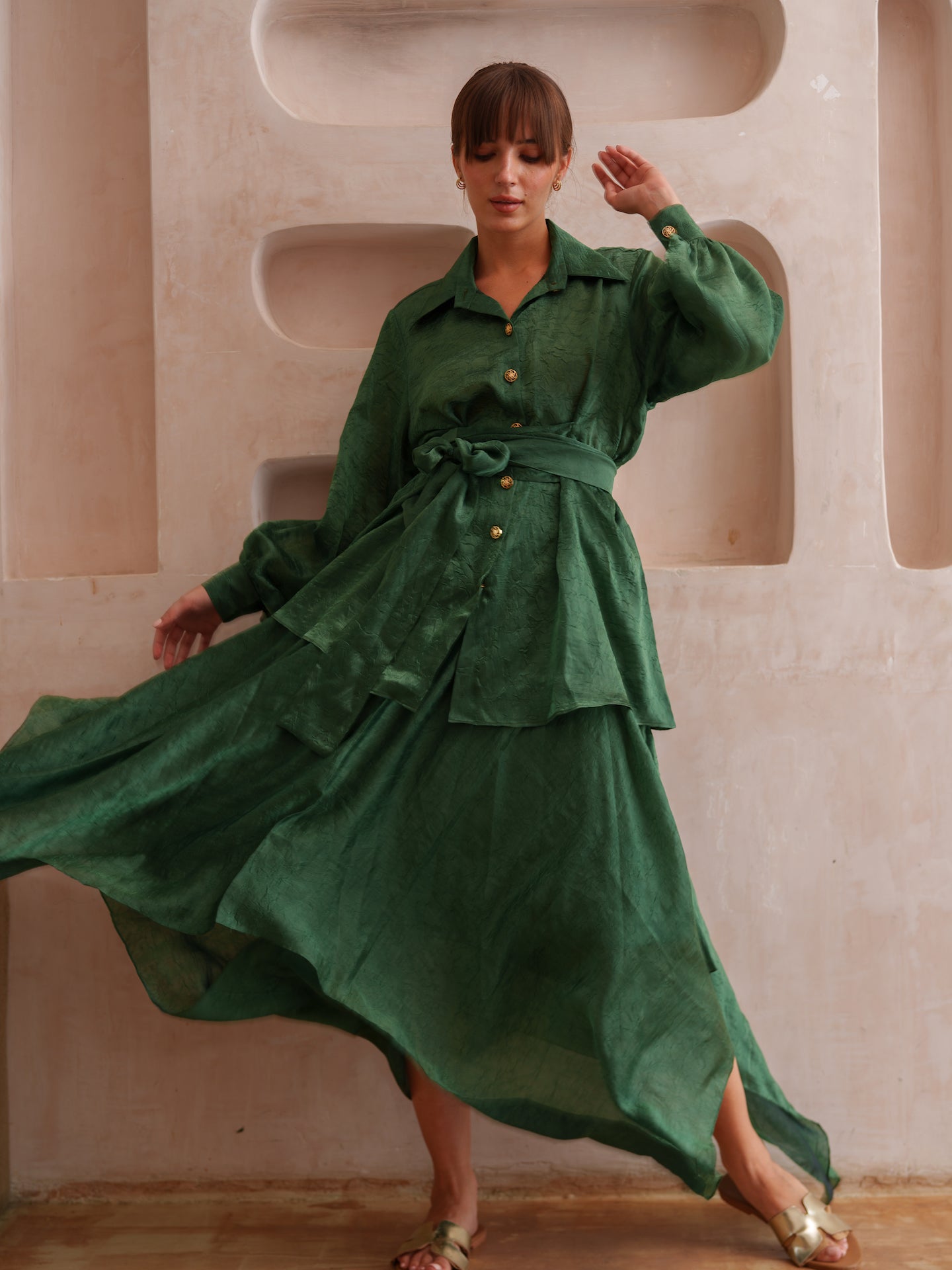 Andrea - Co-ord set with Shirt and handkerchief style skirt