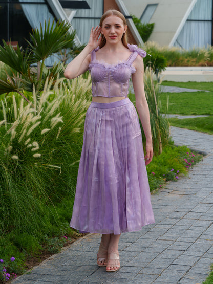 Cynthia - Co-ord set with corset top with flower detailing and pleated skirt