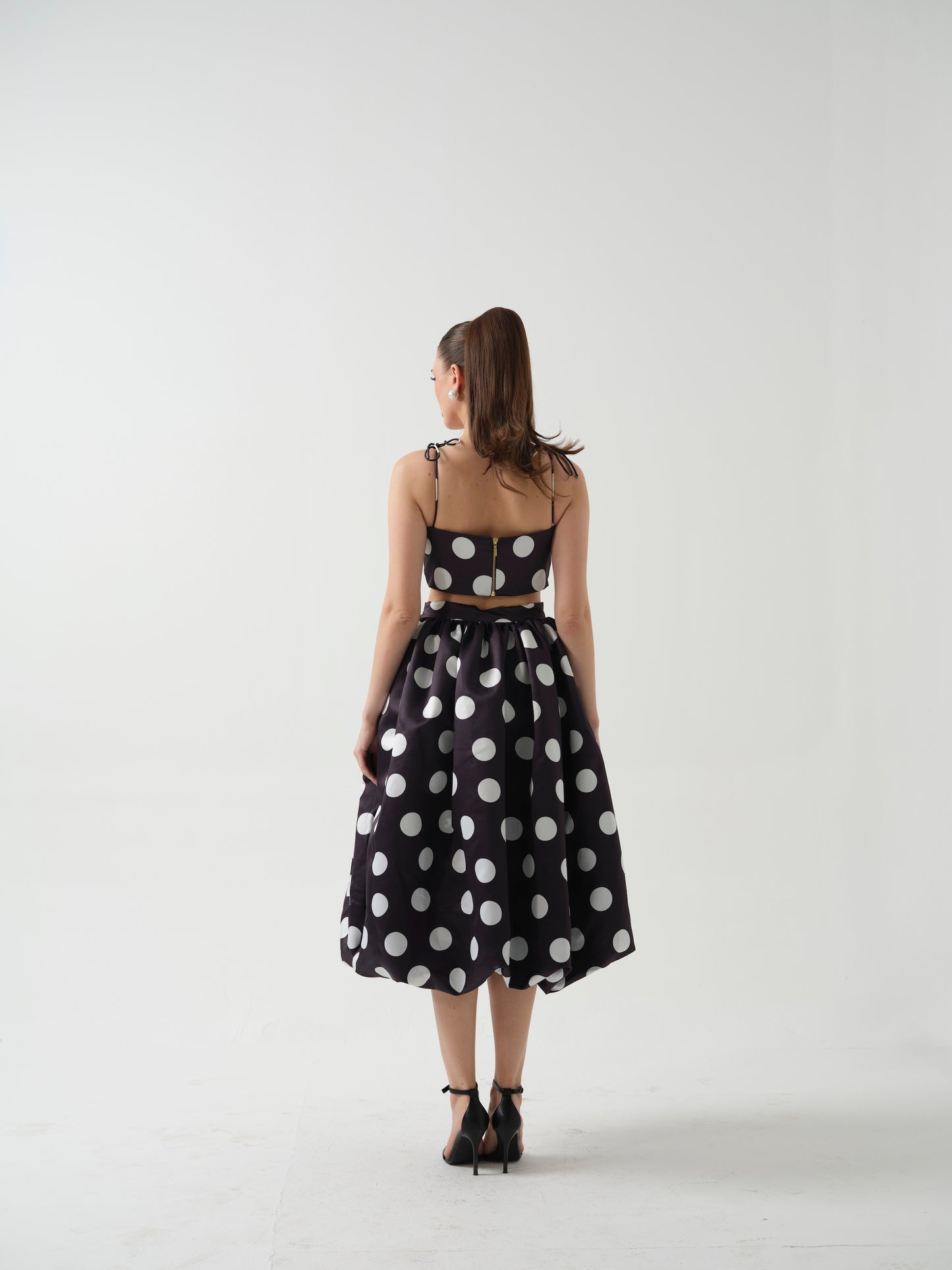 DOLLISH- Black polka dot  c0-ord with flower detailing