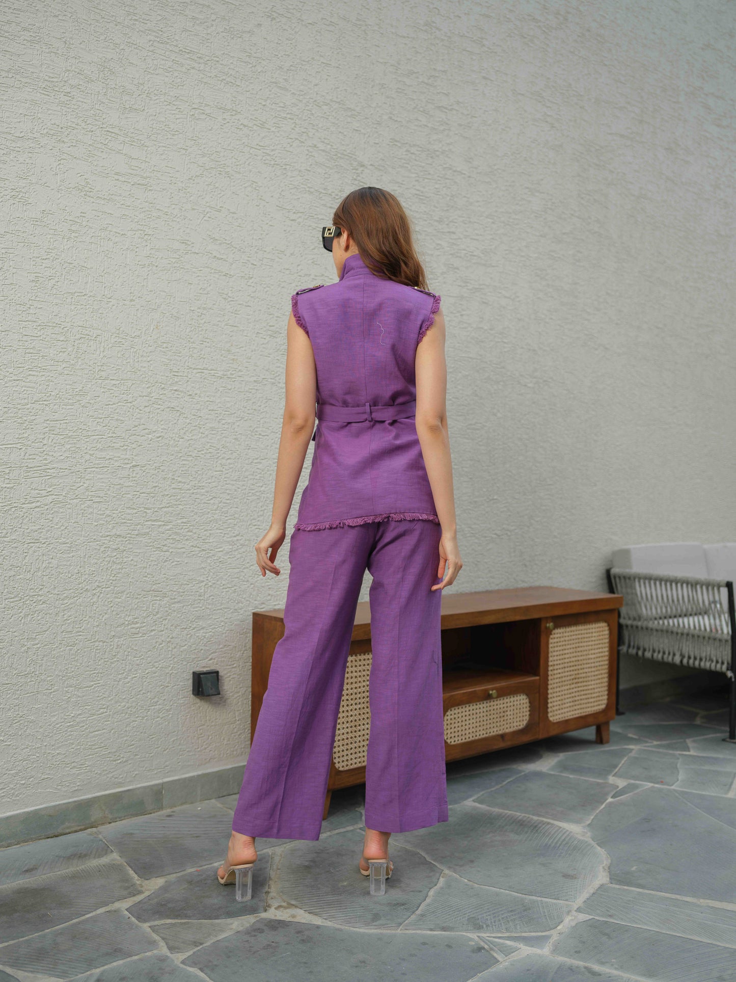 VIOLETTA - Co-ord set  jacket with metal buttons paired with flare pant