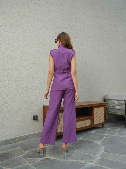 VIOLETTA - Co-ord set  jacket with metal buttons paired with flare pant