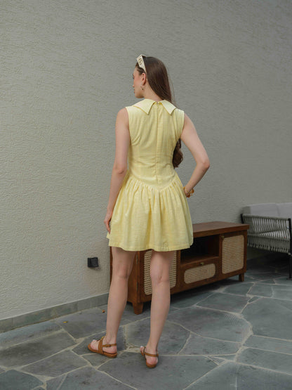 ZING - Drop waist mini dress with button detailing