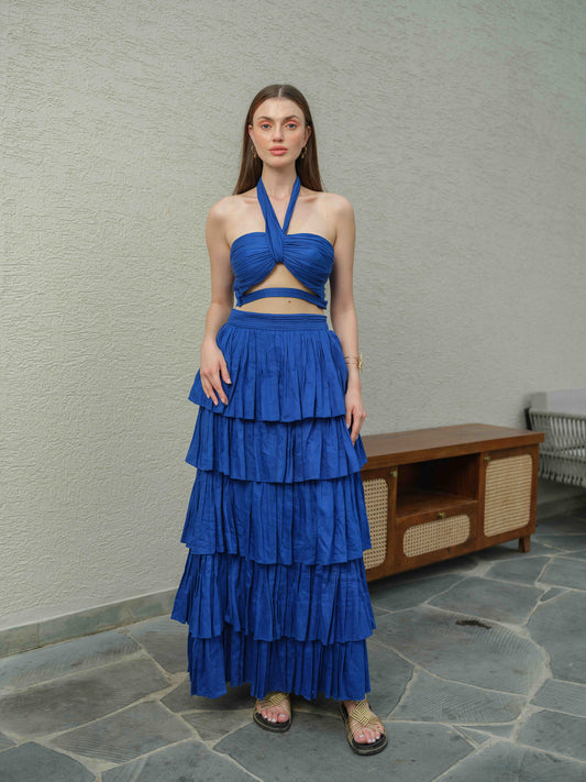 Noa-  halter neck cut out top with  layered skirt