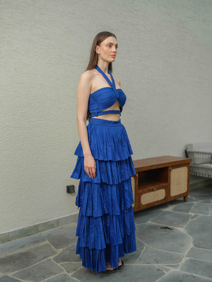 Noa-  halter neck cut out top with  layered skirt