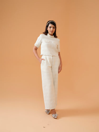 Ivory Co-ord set with elegant top and pant