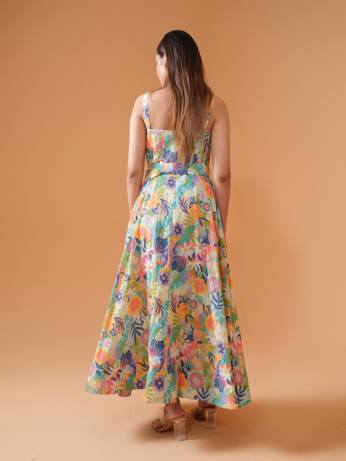 Sia - long  floral maxi corset dress