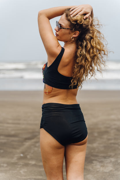 ISLAYA- Black Bikini adorned with intricate embroidery of aquatic motifs