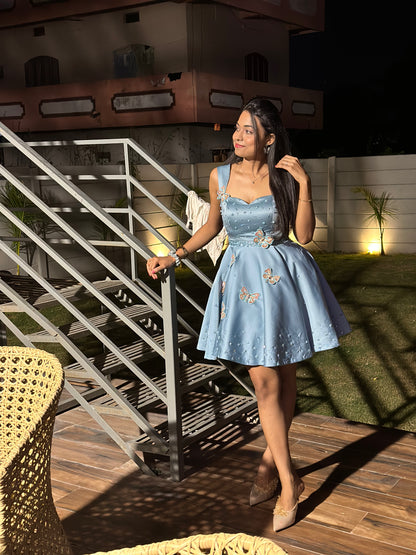 Skater dress with 3D butterfly embellishment