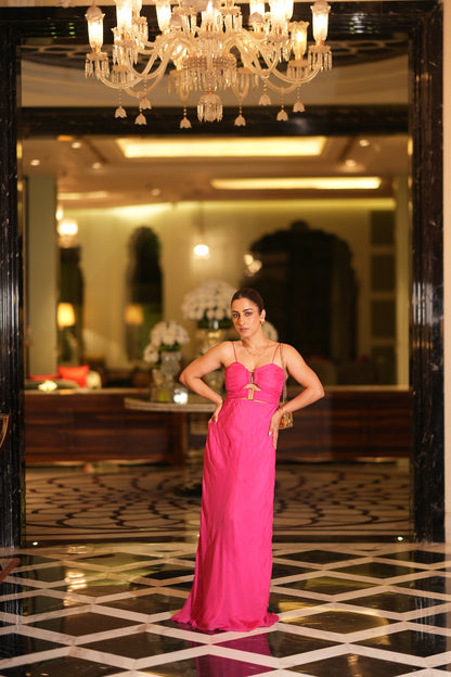 Kulveer Malhotra in primrose maxi dress