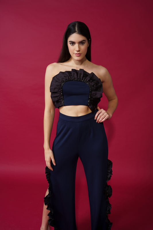 Candice - Co-ord set with black satin detailing