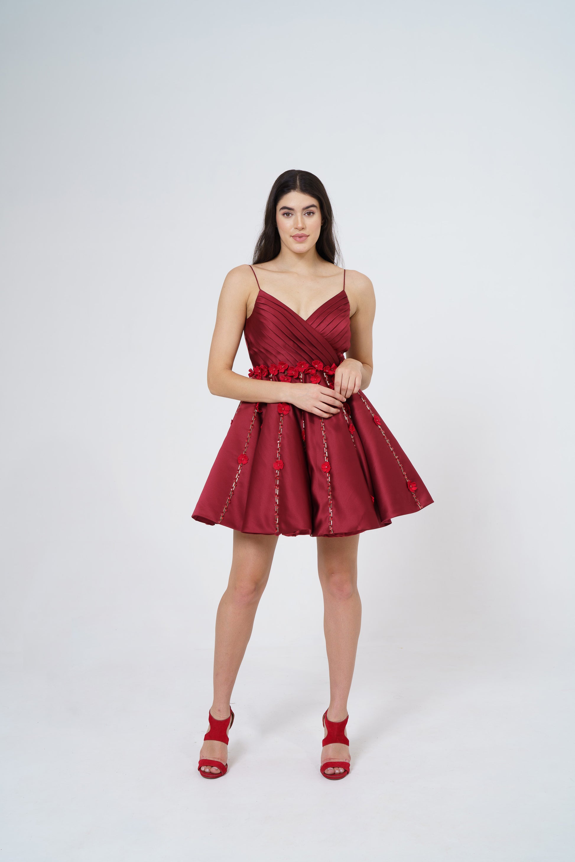 Victoria Barbie doll dress with floral embellishments